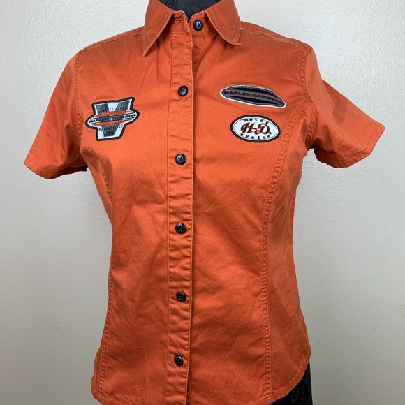 Harley-Davidson Tops - Harley Davidson women’s shirt orange Sz Small